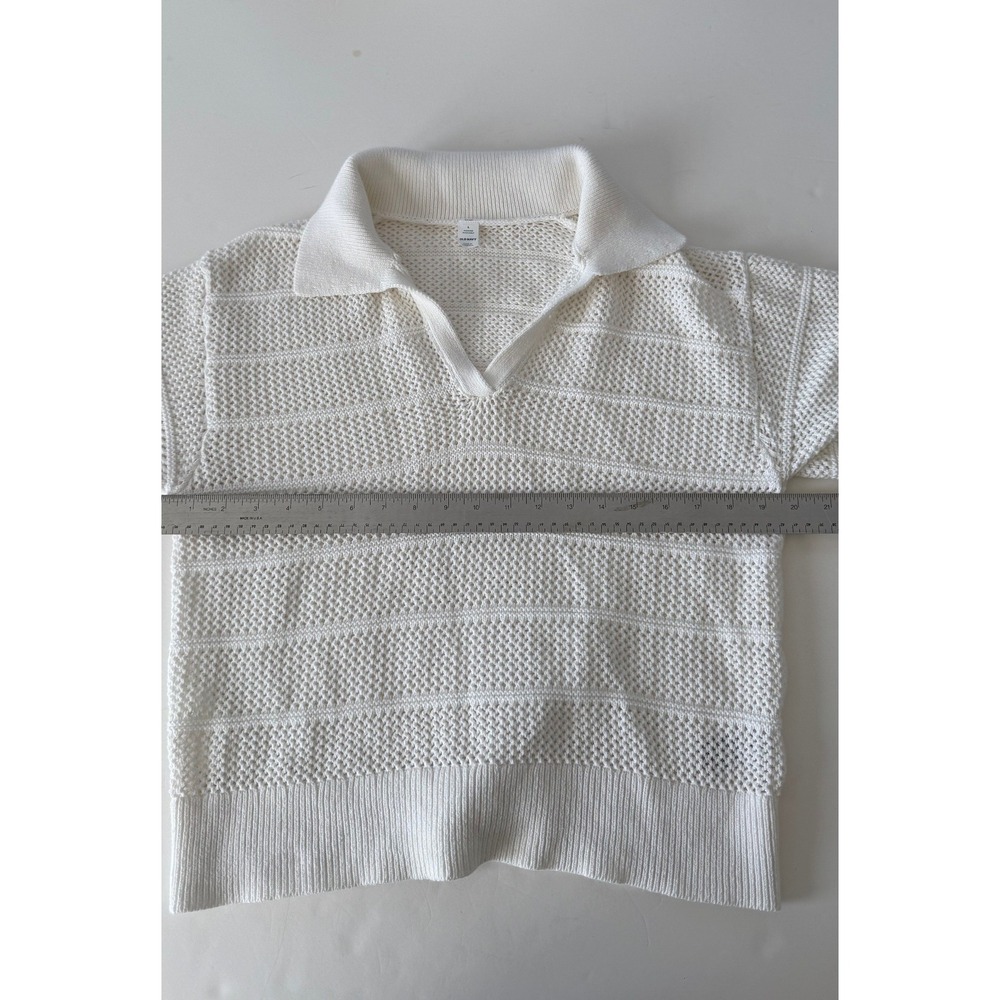 Old Navy Womens Crochet Knit Polo Sweater Lot 2 Short Sleeve Large - Picture 5 of 13